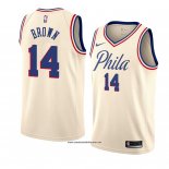Camiseta Philadelphia 76ers Anthony Marron #14 Ciudad 2018 Crema