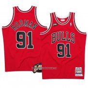 Camiseta Chicago Bulls Dennis Rodman #91 Mitchell & Ness 1997-98 NBA Finals Rojo