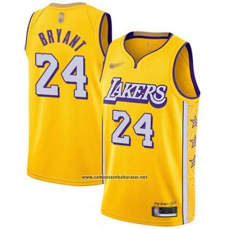 Camiseta Los Angeles Lakers Kobe Bryant #24 Ciudad 2019-20 Amarillo