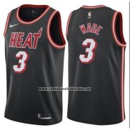 Camiseta Miami Heat Wade #3 Ciudad 2017-18 Negro Rojo