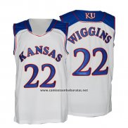 Camiseta NCAA Kansas Jayhawks Andrew Wiggins #22 Blanco