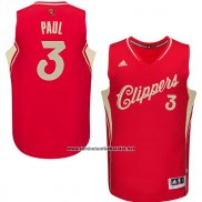 Camiseta Navidad 2015 Los Angeles Clippers Chris Paul #3 Rojo