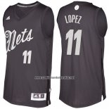 Camiseta Navidad 2016 Brooklyn Nets Brook Lopez #11 Negro