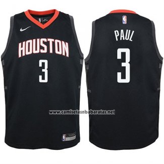 Camiseta Nino Houston Rockets Chris Paul #3 Statehombret 2017-18 Negro