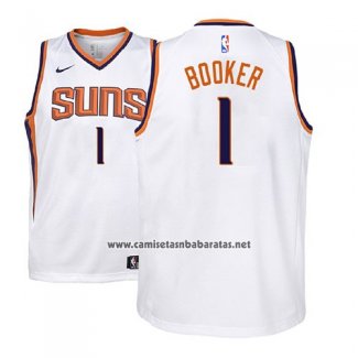 Camiseta Nino Phoenix Suns Devin Booker #1 2017-18 Blanco