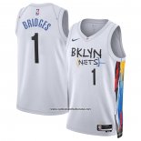 Camiseta Brooklyn Nets Mikal Bridges #1 Ciudad 2022-23 Blanco