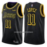 Camiseta Los Angeles Lakers Brook Lopez #11 Ciudad 2018 Negro