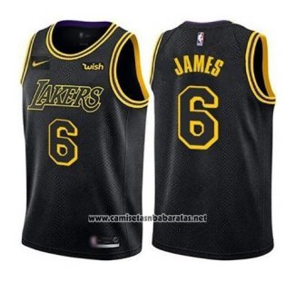 Camiseta Los Angeles Lakers LeBron James #6 Ciudad 2019 Negro