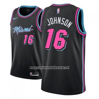 Camiseta Miami Heat James Johnson #16 Ciudad 2018-19 Negro
