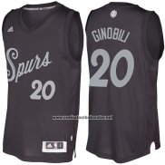 Camiseta Navidad 2016 San Antonio Spurs Manu Ginobili #20 Negro