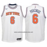 Camiseta Nino New York Knicks Kristaps Porzingis #6 2017-18 Blanco